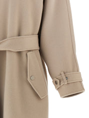 Pinko Cartoccio Coat — Beige Wool Wrap Coat, New Arrival