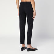 Black wool blend slim trousers — QUELLEDUE