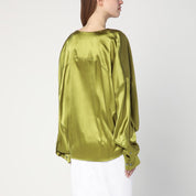 Dries Van Noten Loose Blouse — Olive Green Silk
