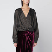 Dries Van Noten loose brown shirt with striped pattern