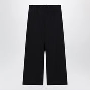 The Row Trousers — Straight‑Leg Wool Gabardine in Dark Navy
