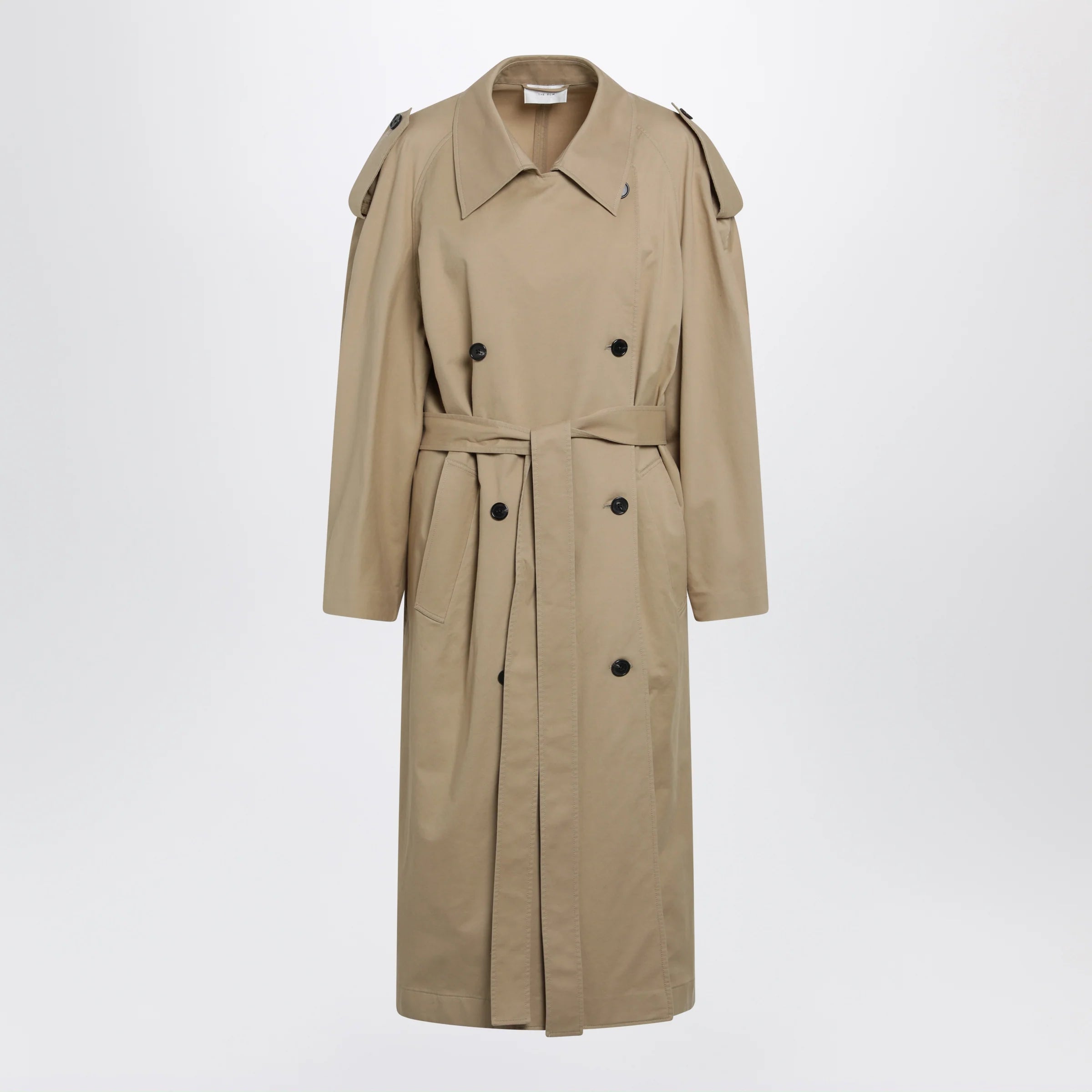 The Row Dester double-breasted cotton-cashmere trench in sand