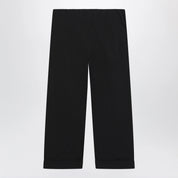 The Row Low-rise relaxed-fit cotton poplin trousers in black