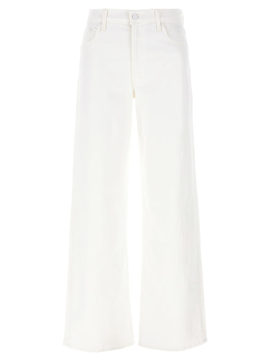Mother The Spinner Zip Sneak Jeans — White High-Waist