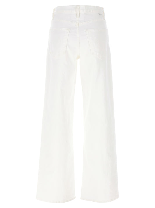 Mother The Spinner Zip Sneak Jeans — White High-Waist