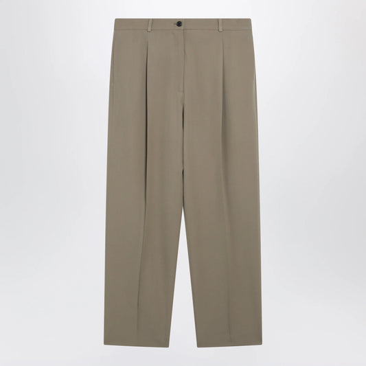 The Row Gianni Tapered Wool Gabardine Trousers — Beige