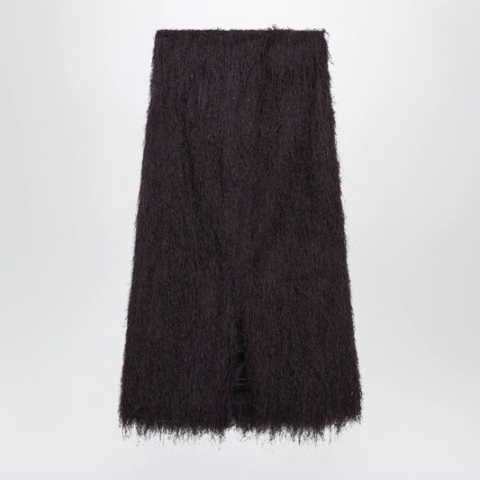 Dries Van Noten Dark purple midi skirt with fringes