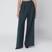 Dries Van Noten Straight pants in dark green wool blend