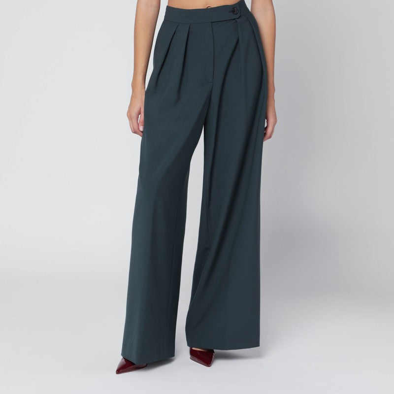 Dries Van Noten Straight pants in dark green wool blend