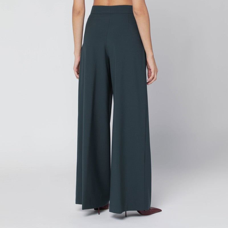 Dries Van Noten Straight pants in dark green wool blend