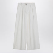 Dries Van Noten Wide white cotton trousers