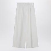 Dries Van Noten Wide white cotton trousers