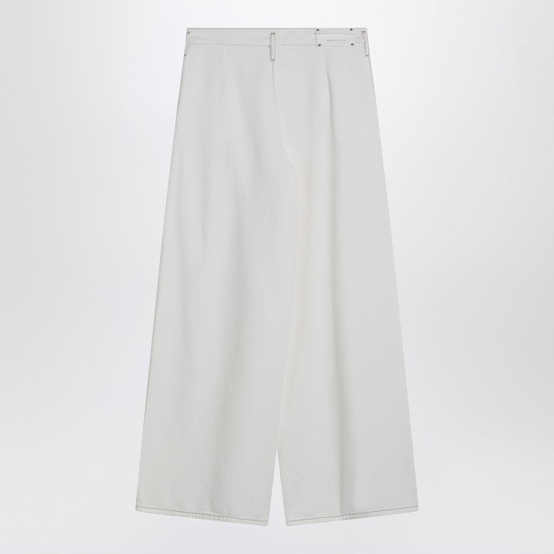 Dries Van Noten Wide white cotton trousers