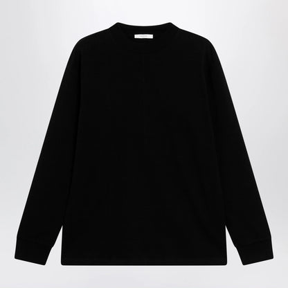 The Row Black cotton crew-neck sweater