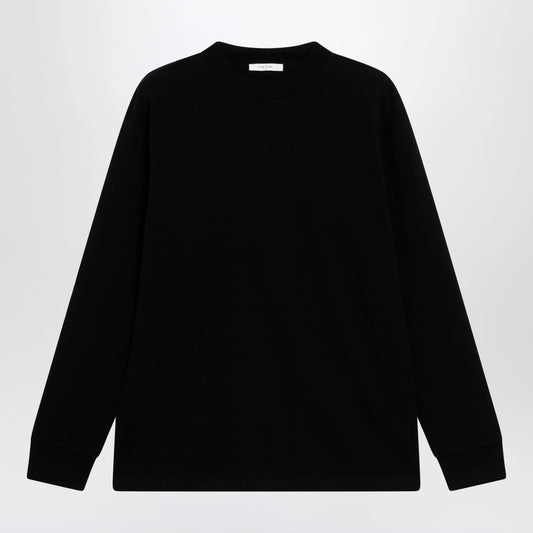 The Row Black cotton crew-neck sweater