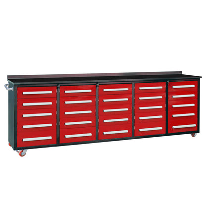Chery Industrial 10ft 25-Drawer Storage Workbench with Wheels - SUIWB1025RDAC