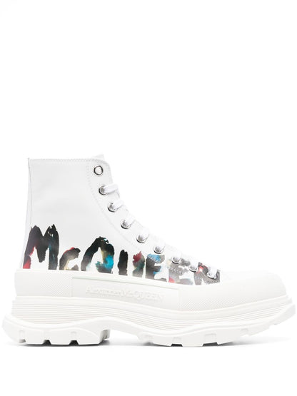 Alexander McQueen White Tread Slick Ankle Boots