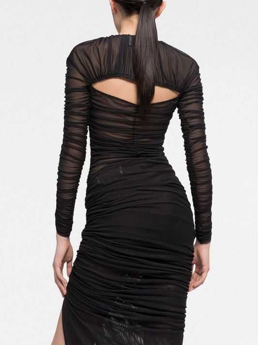AZ FACTORY BY ESTER MANAS Top Black — Ruched Asymmetric Elegance