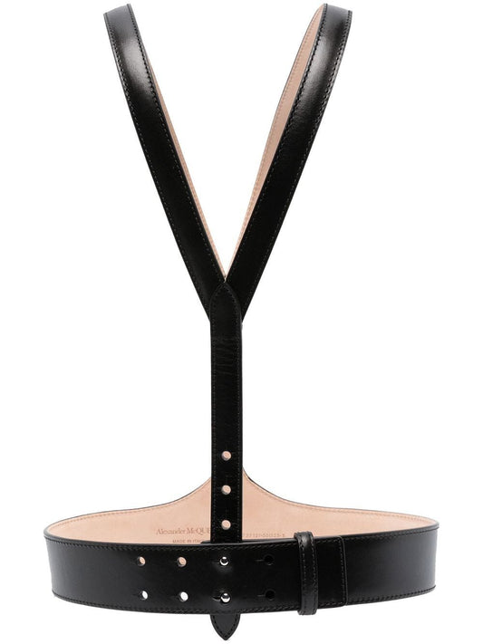 Black Leather Braces — Alexander McQueen