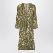 Dries Van Noten Dress with belt in khaki green print
