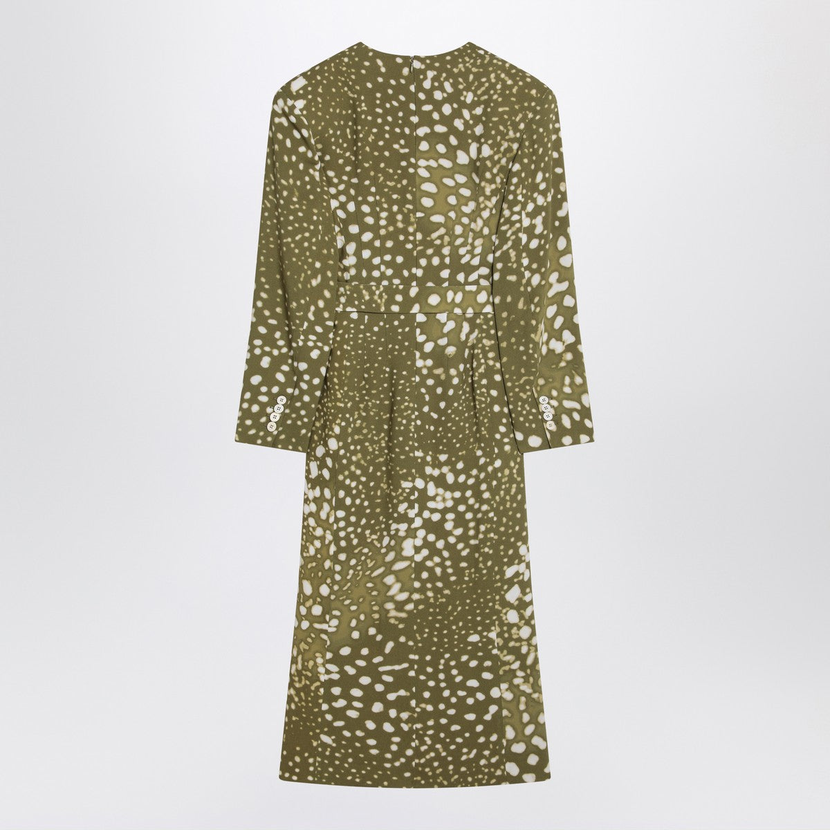 Dries Van Noten Dress with belt in khaki green print