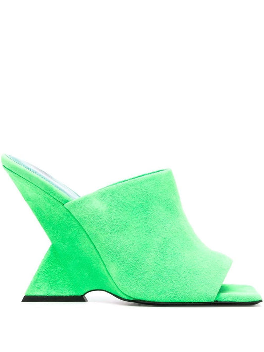 The Attico Sandals Green — 105mm Sculpted Heel Sandals