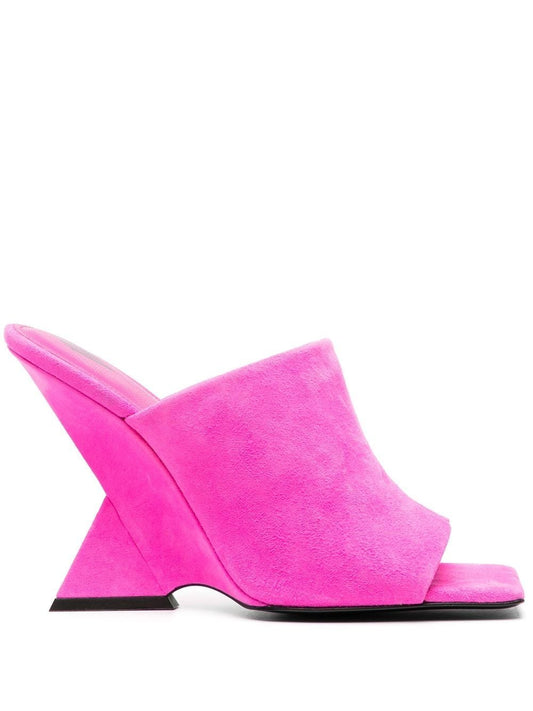 Fuchsia Suede & Leather Sandals — The Attico Cheope 105mm