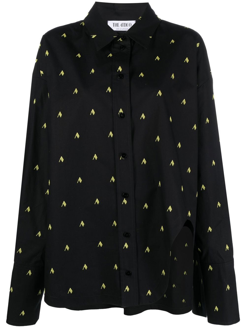The Attico Shirts Black oversized logo-print shirt