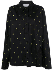 The Attico Shirts Black oversized logo-print shirt