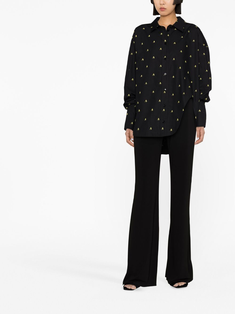 The Attico Shirts Black oversized logo-print shirt