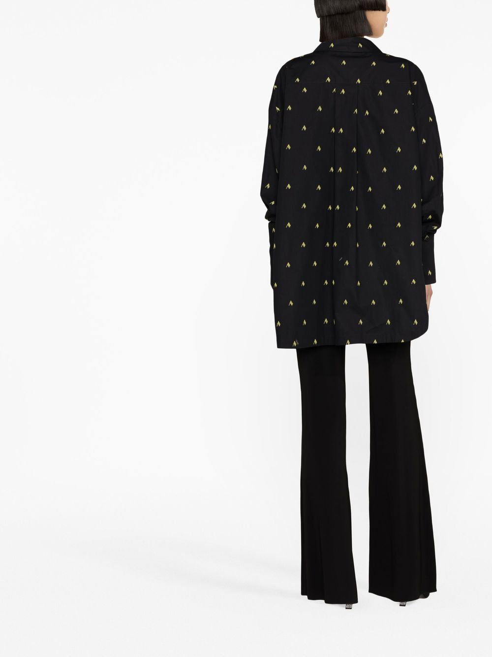 The Attico Shirts Black oversized logo-print shirt