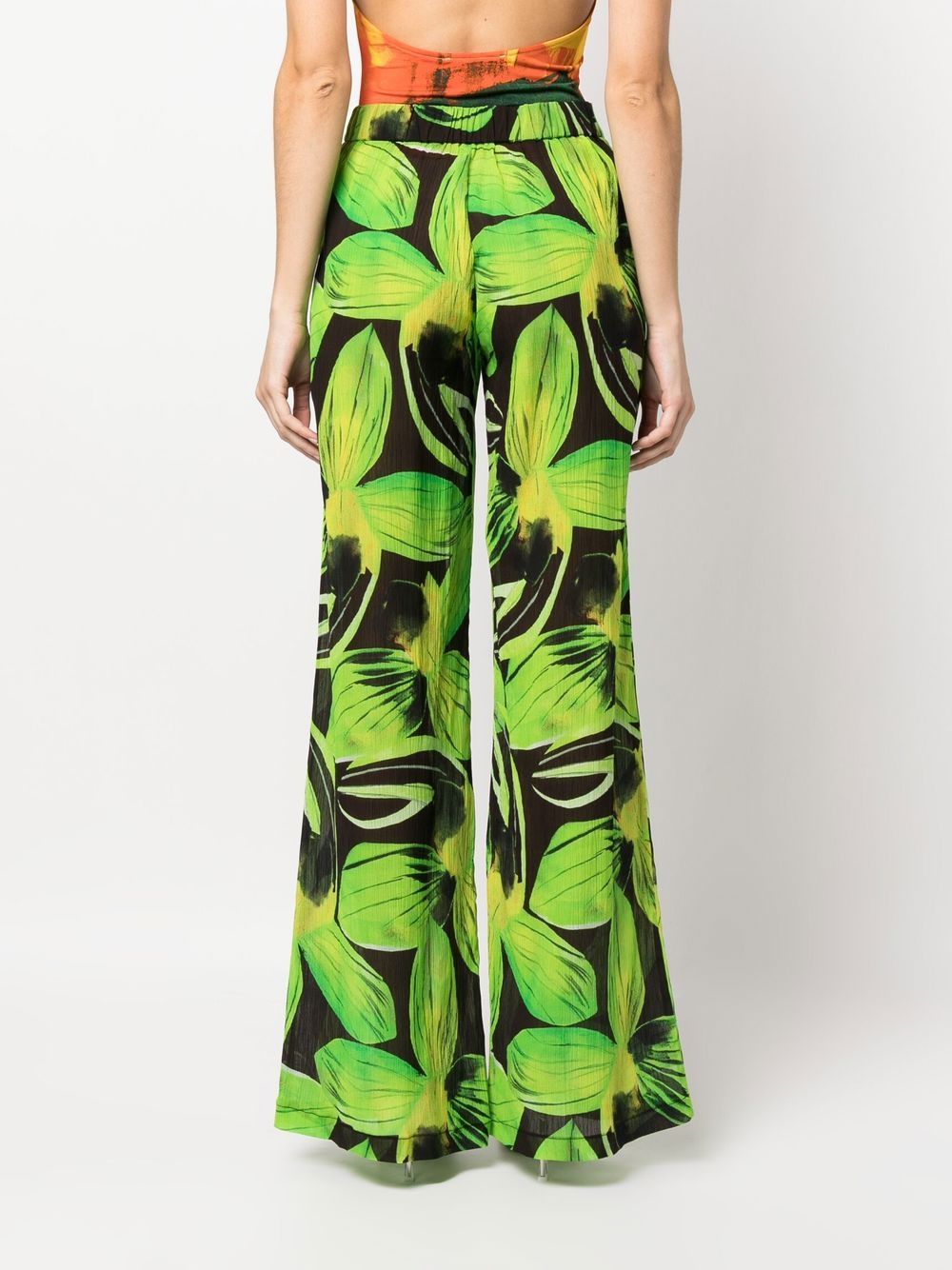 Louisa Ballou Trousers Green wide-leg cotton-silk