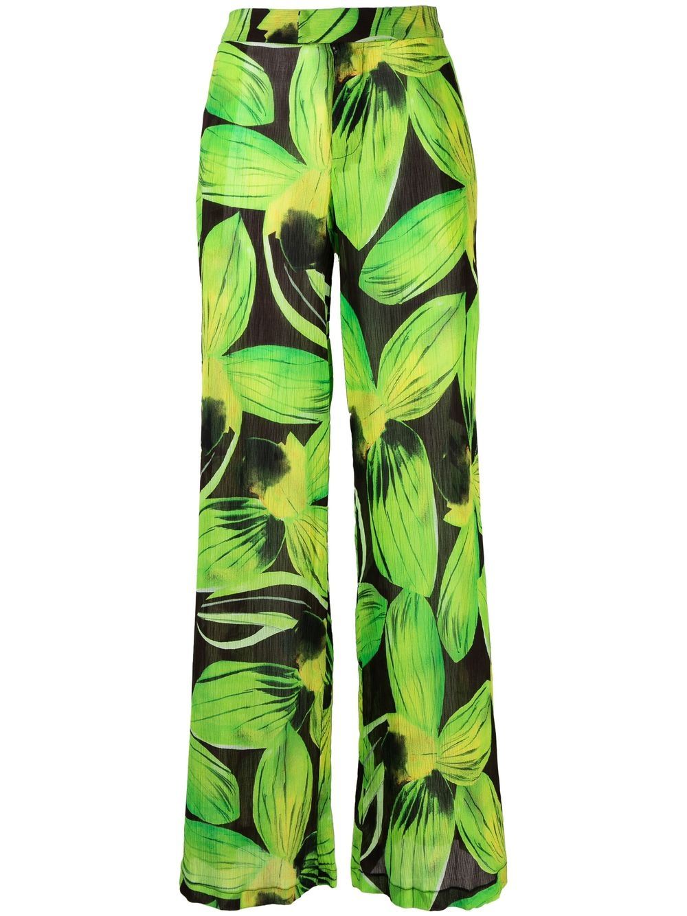 Louisa Ballou Trousers Green wide-leg cotton-silk