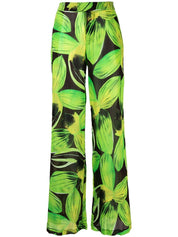 Louisa Ballou Trousers Green wide-leg cotton-silk