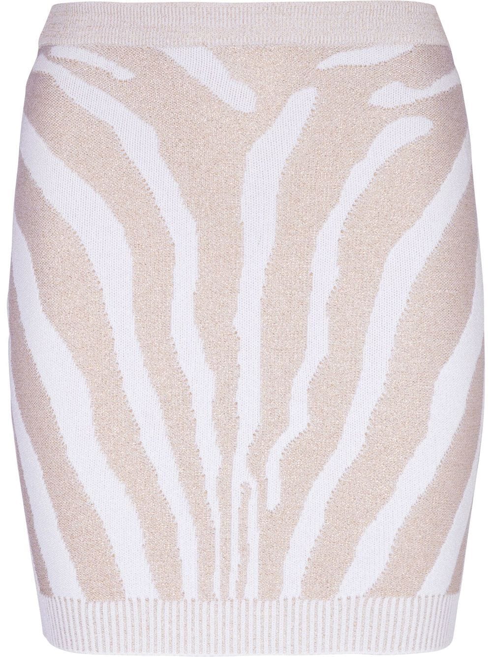 Balmain white knitted zebra-print mini skirt