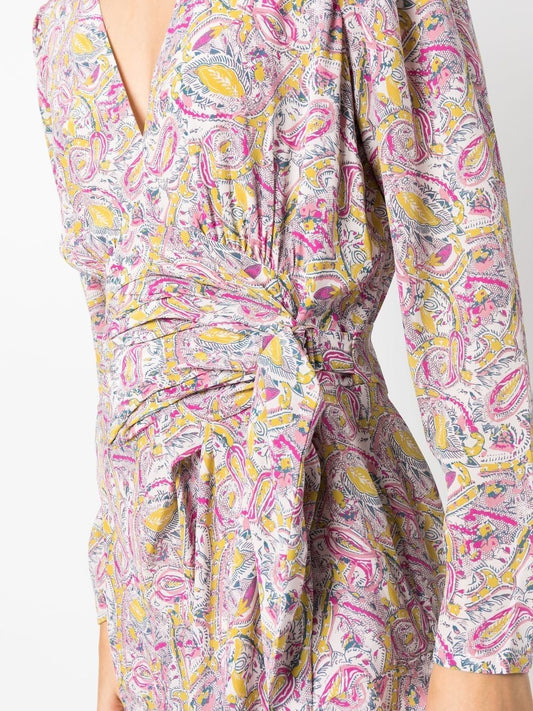 Iro Beige Wrap Minidress — Graphic-Print Elegance