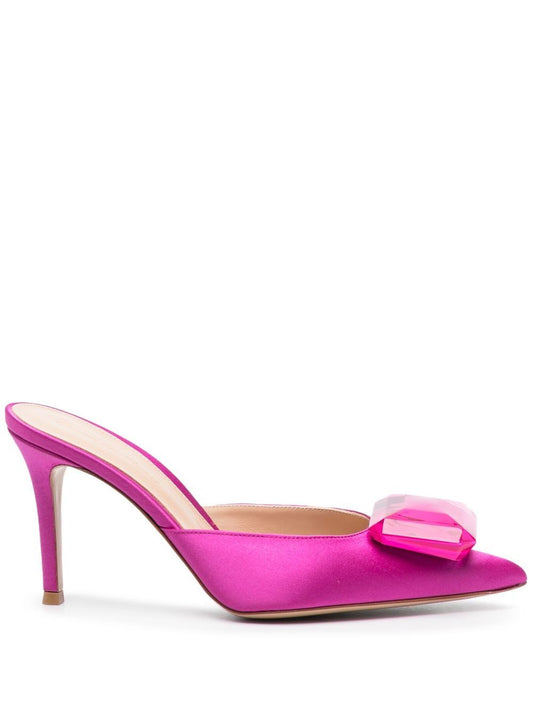 Escarpins en satin fuchsia à talons Gianvito Rossi