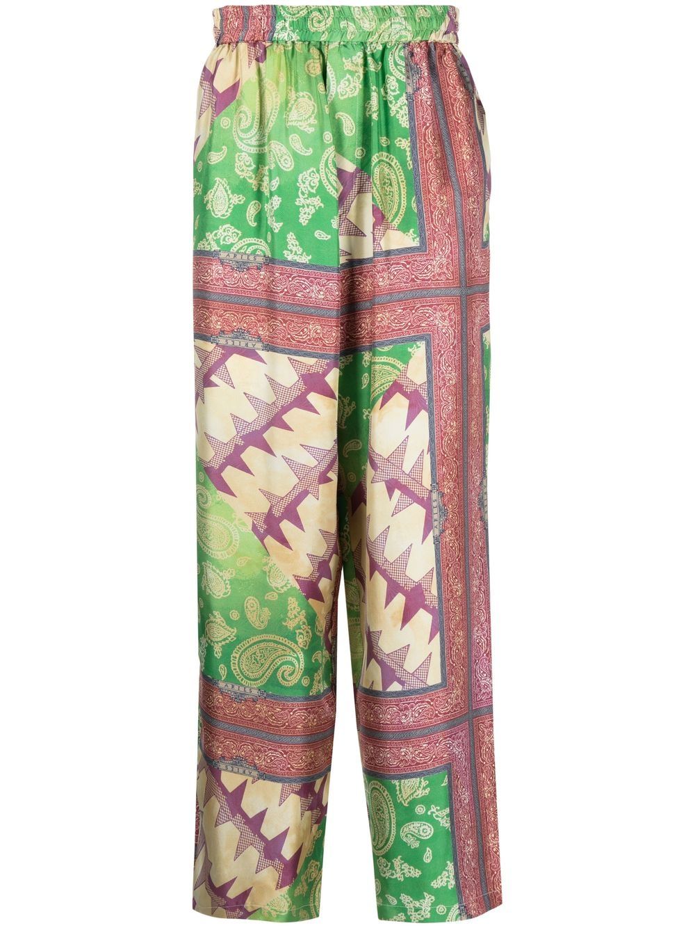 Pantalon Bélier en soie multicolore à jambe large