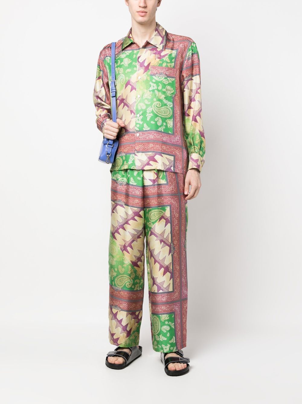 Pantalon Bélier en soie multicolore à jambe large