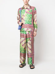 Pantalon Bélier en soie multicolore à jambe large