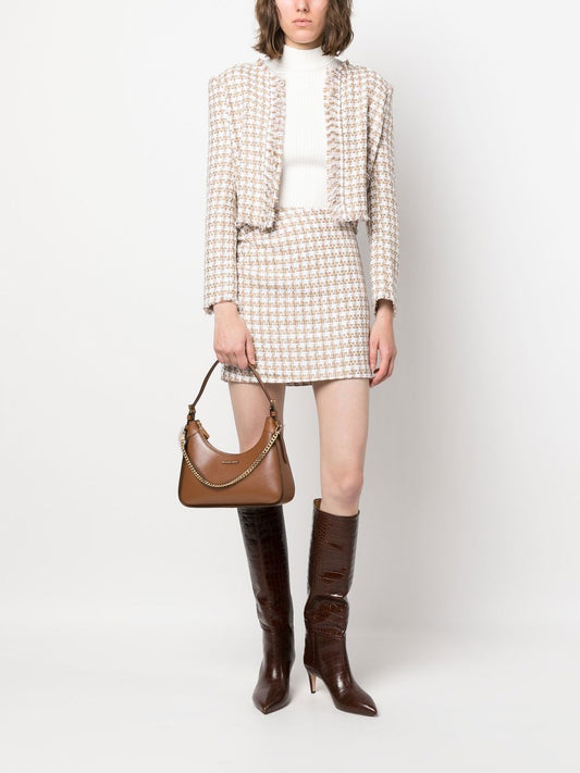 Iro Skirts Beige — Tweed Gathered Thigh-Length Skirt