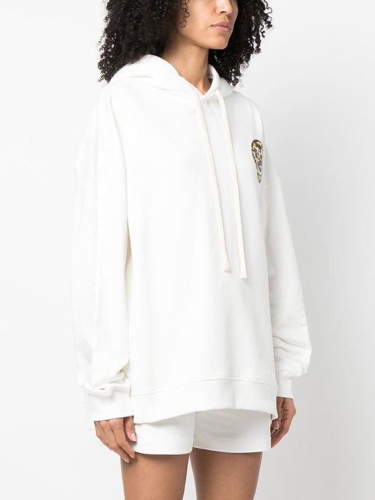 Joshua Sanders White Cotton Hoodie — Smiley-Print Luxury