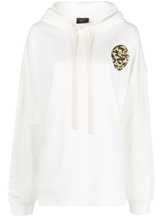Joshua Sanders White Cotton Hoodie — Smiley-Print Luxury