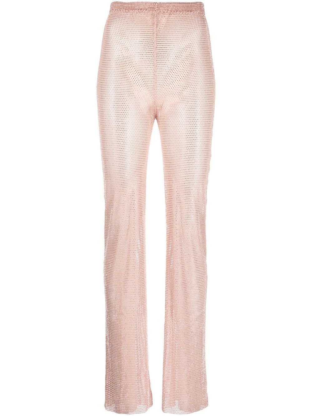 Powder Rhinestone Straight Trousers — Santa Brand
