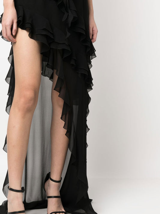 Alessandra Rich black velvet dress with crystal buckle