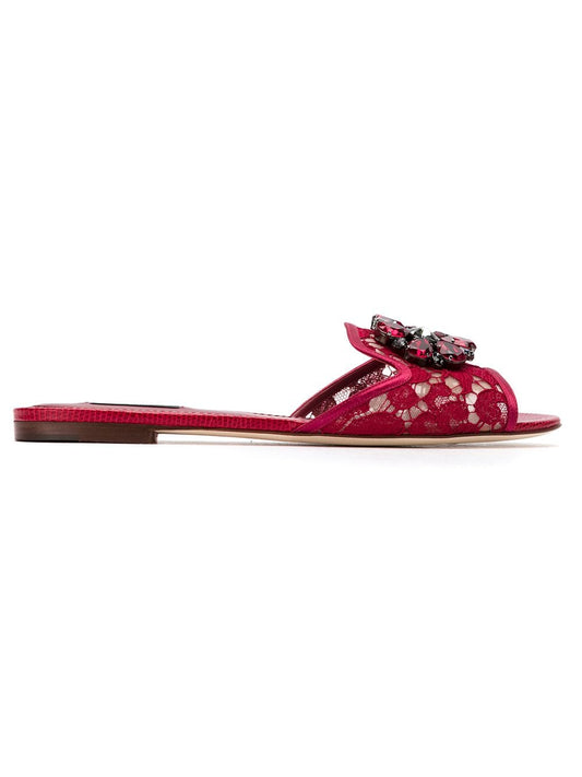Dolce & Gabbana Sandals Red — Bianca Lace Slides