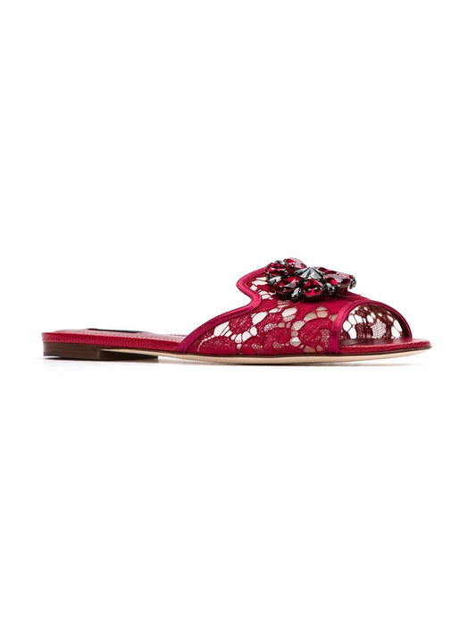 Dolce & Gabbana Sandals Red — Bianca Lace Slides