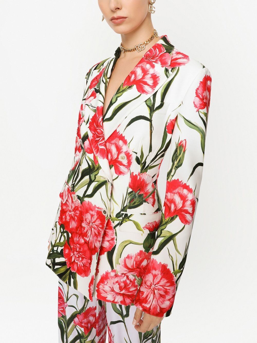 Dolce & Gabbana Jackets White floral-print silk blazer