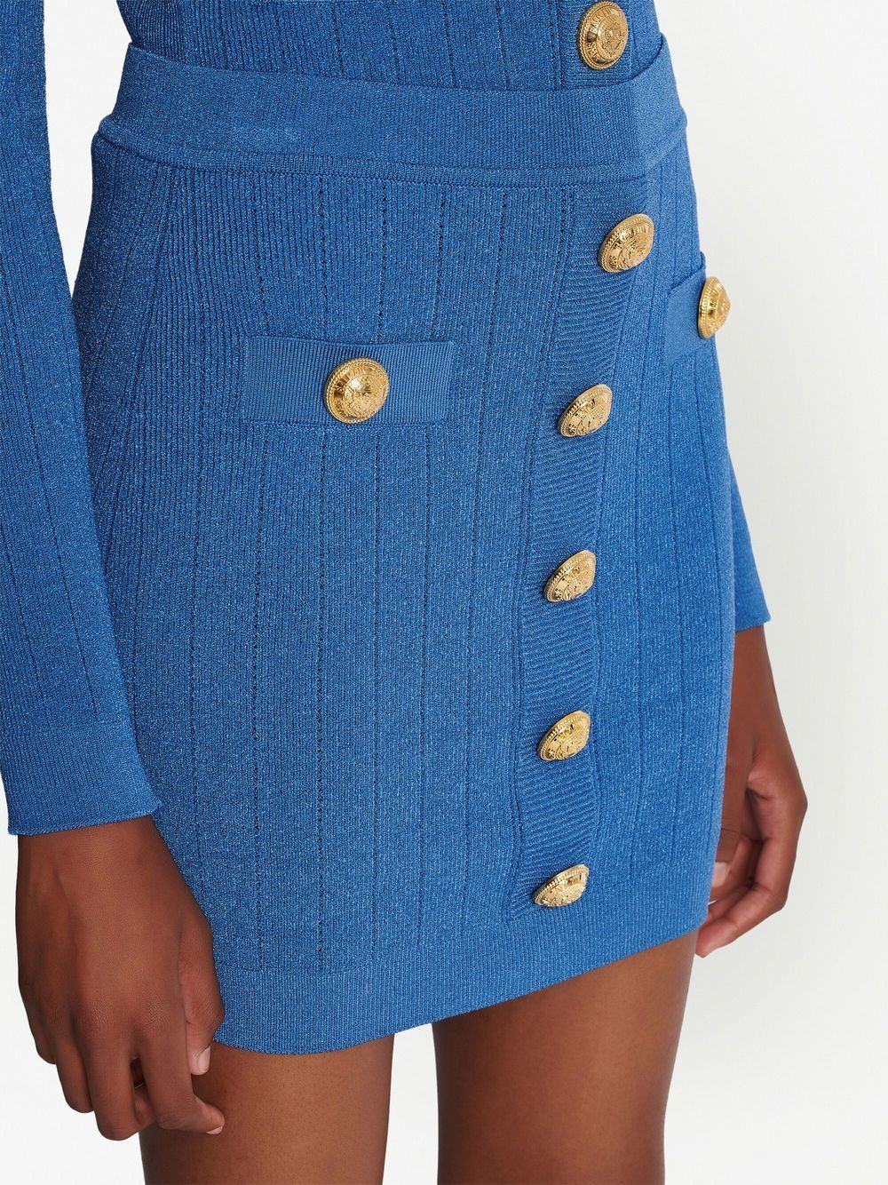 Jupes Balmain Mini crayon en tricot bleu