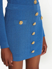 Jupes Balmain Mini crayon en tricot bleu